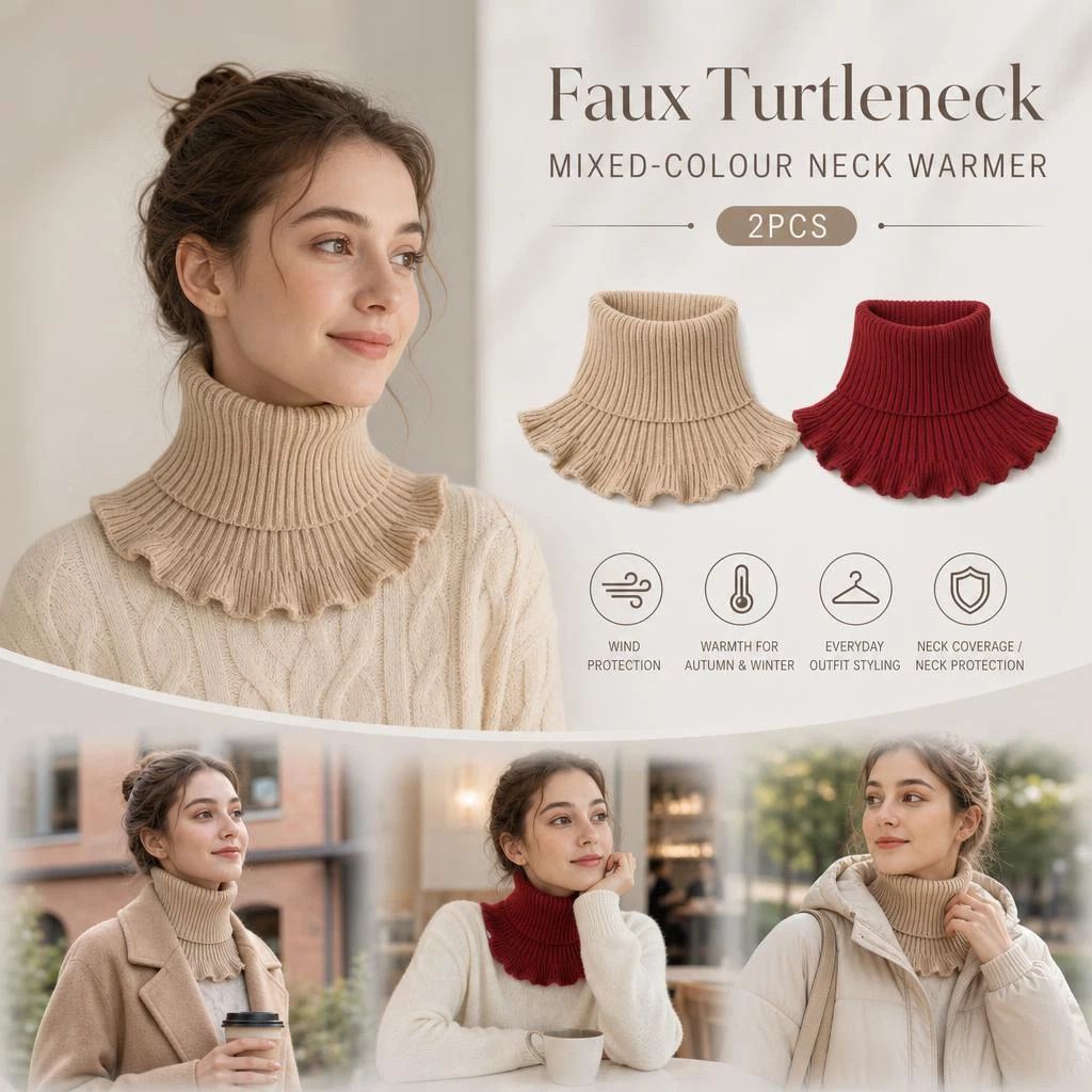 2-Pack Khaki & Wine Red thick knit neck wrap combo