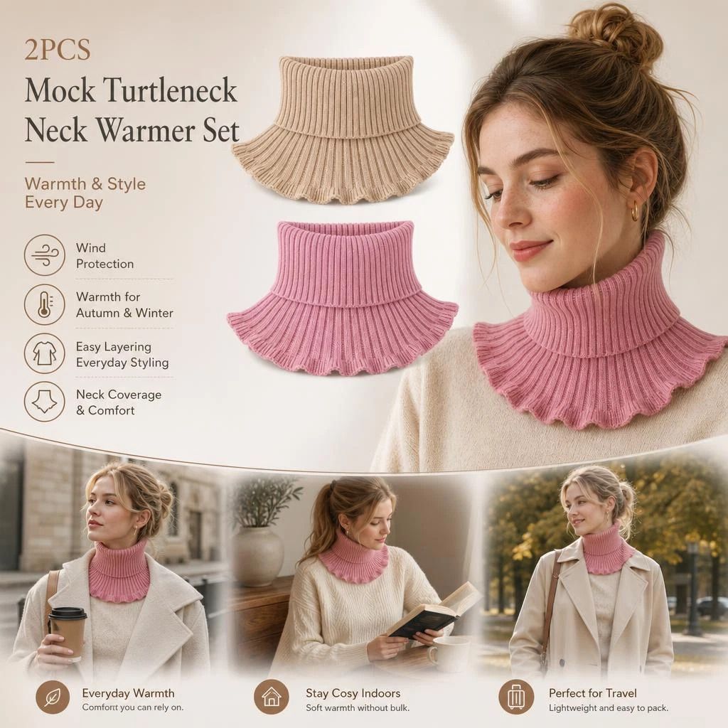 2-Pack Khaki & Pink thick thermal neck cover set