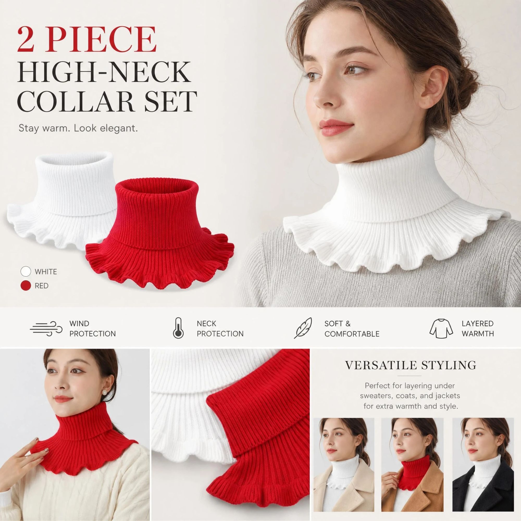 2-Pack White & Bright Red thick neck tube combo