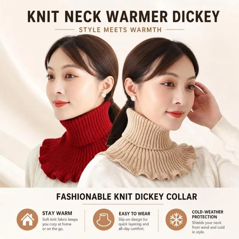2-Pack Bright Red & Off White thick thermal snood combo view 3