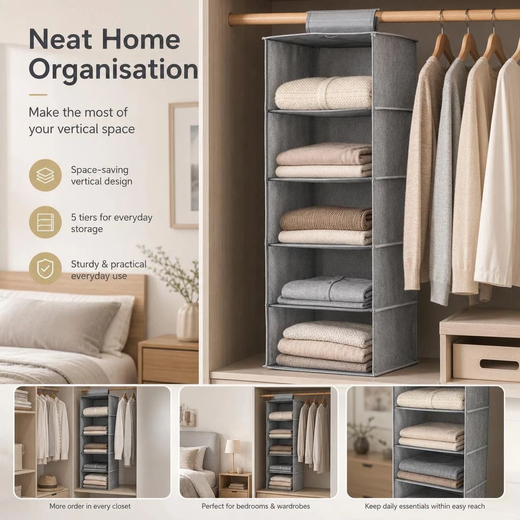 Cotton Linen Multi-Tier Hanging Garment Caddy — image 1