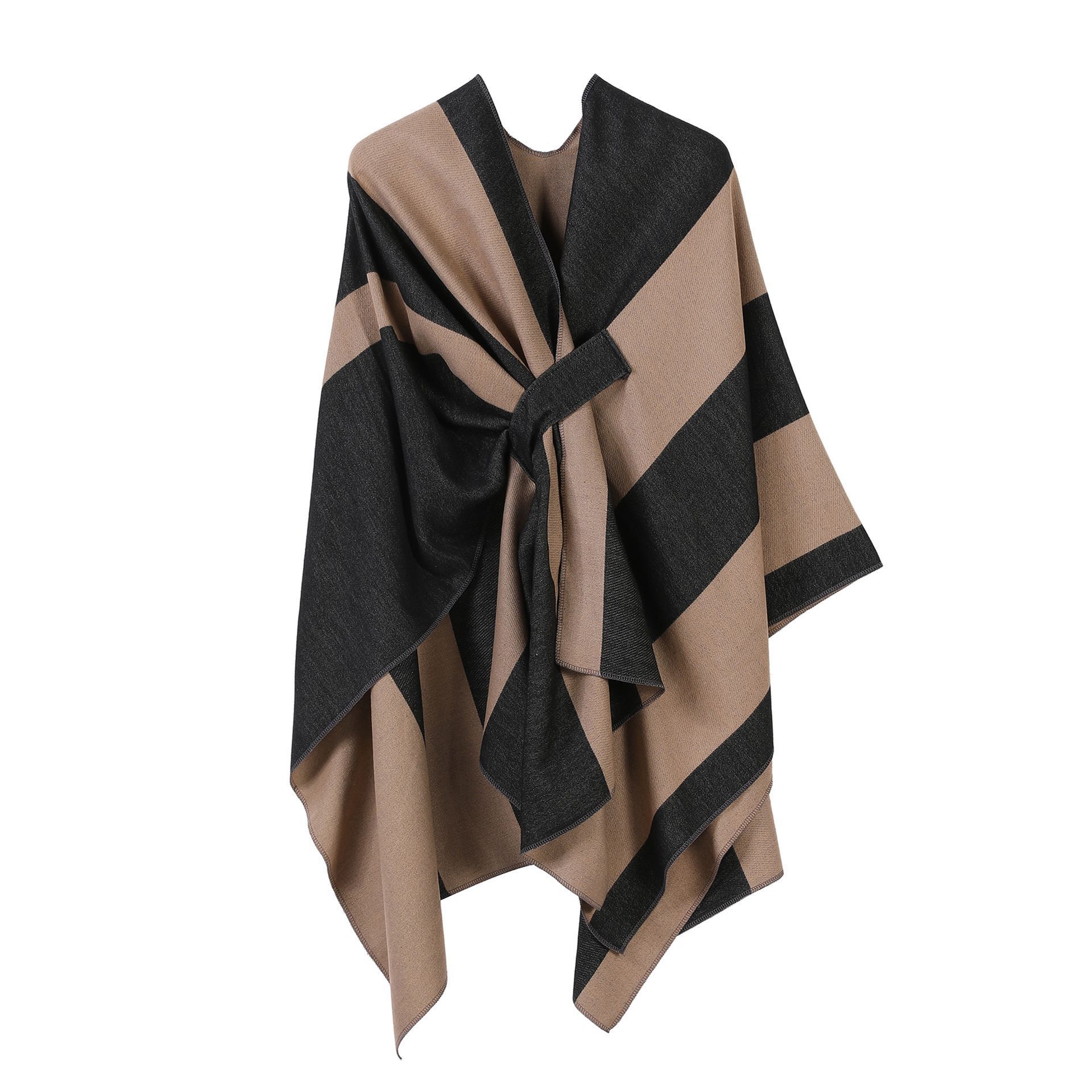 Textured Faux Cashmere Poncho