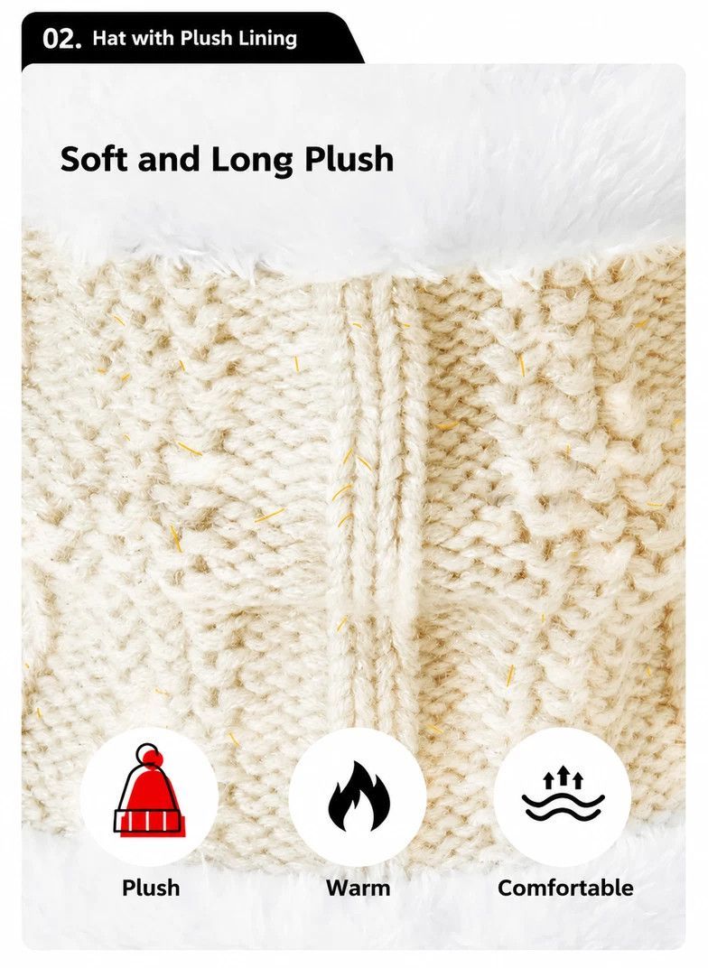 Practical Snow Gear Gift Thick Fleece Knit Hat 3 Pack Light Grey view 5