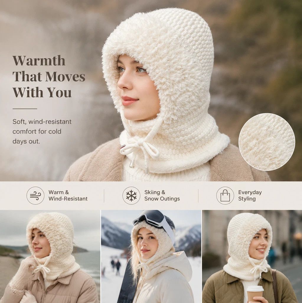 Ideal Ladies Snow Gear Fleece Lined Knitted All-In-One Hat — image 1