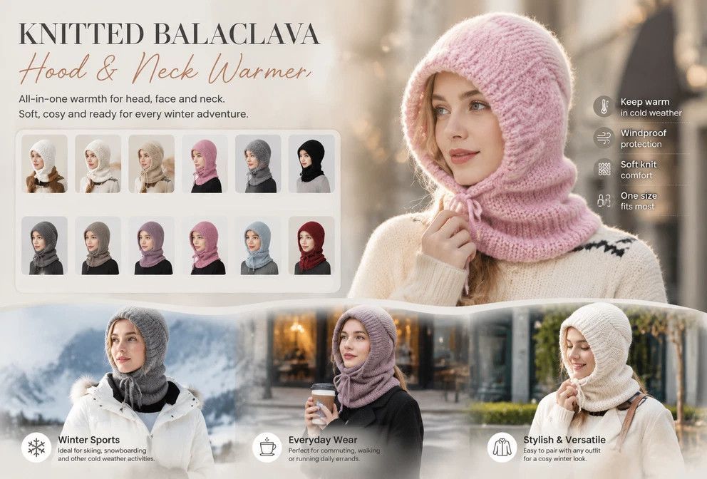 High-Grade Ladies Snow Knit Hat Black One Size view 3