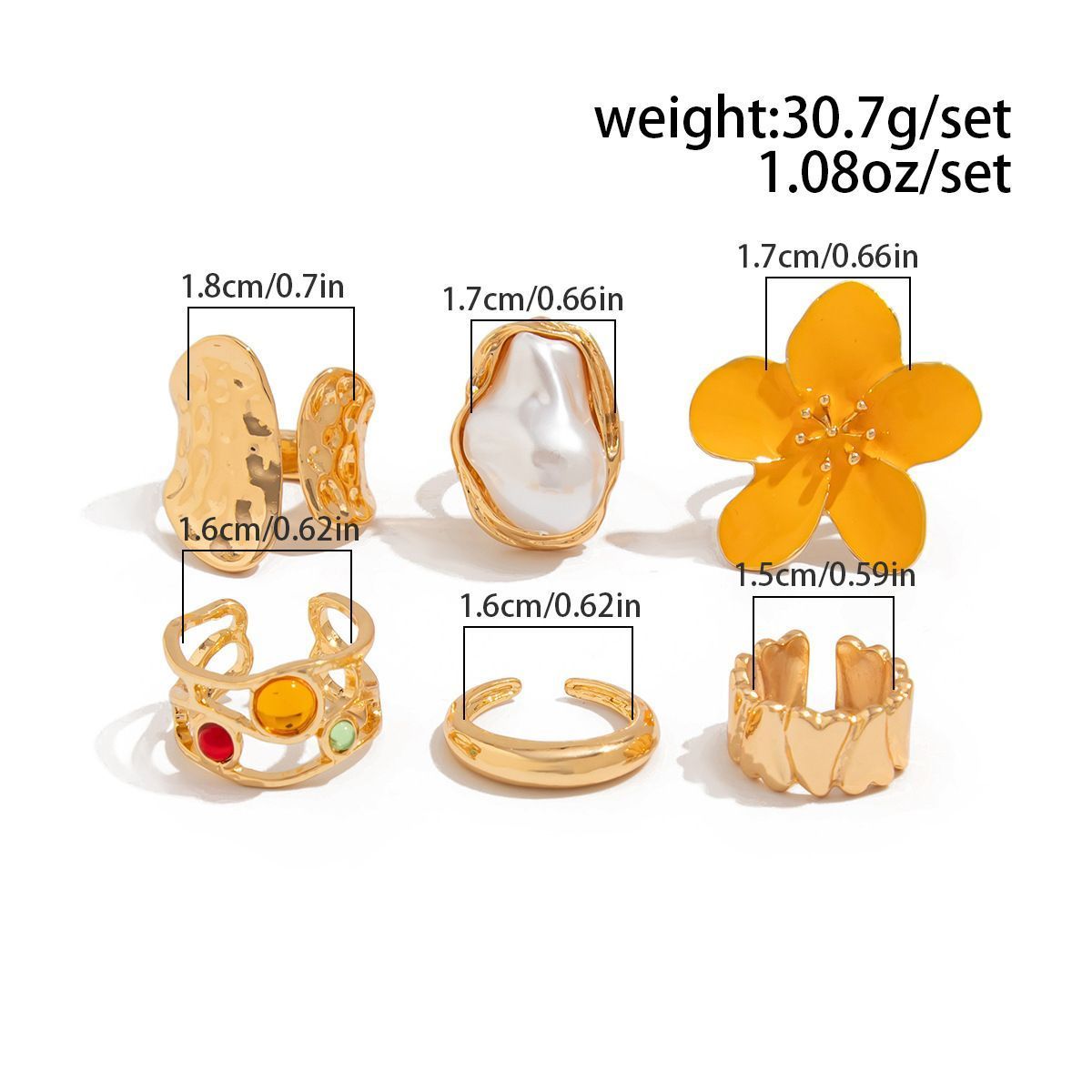 Artistic Liquid Lava Floral Ring Stack view 3