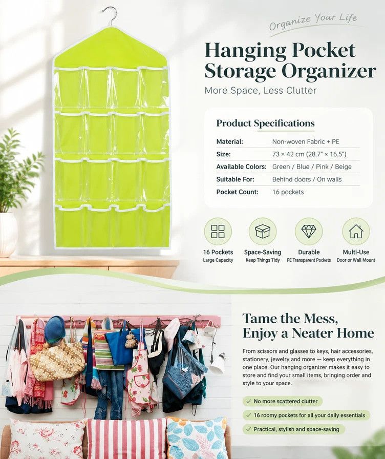 See-Through 16 Grid Hanging Storage Caddy view 2