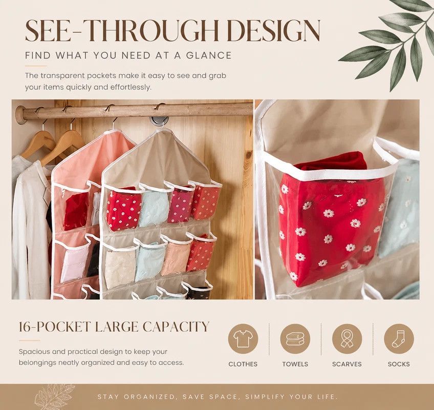 See-Through 16 Grid Hanging Storage Caddy view 3