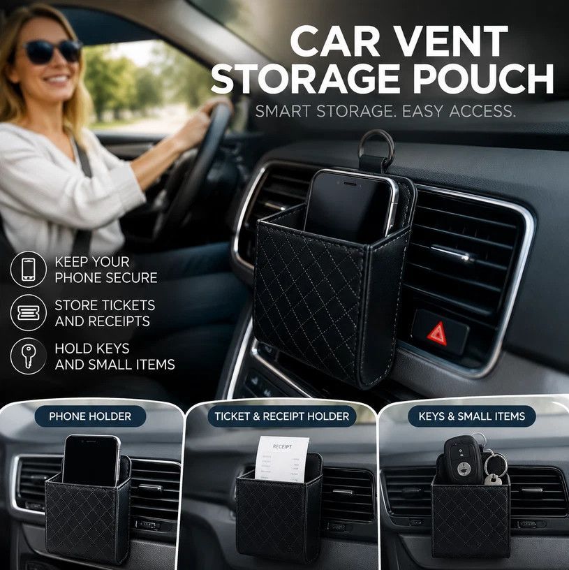 Soft Sheepskin Car Air Vent Storage Bag — image 1