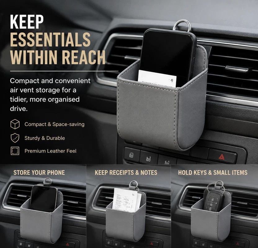 Sleek Sheepskin Car Air Outlet Storage Pouch — image 1