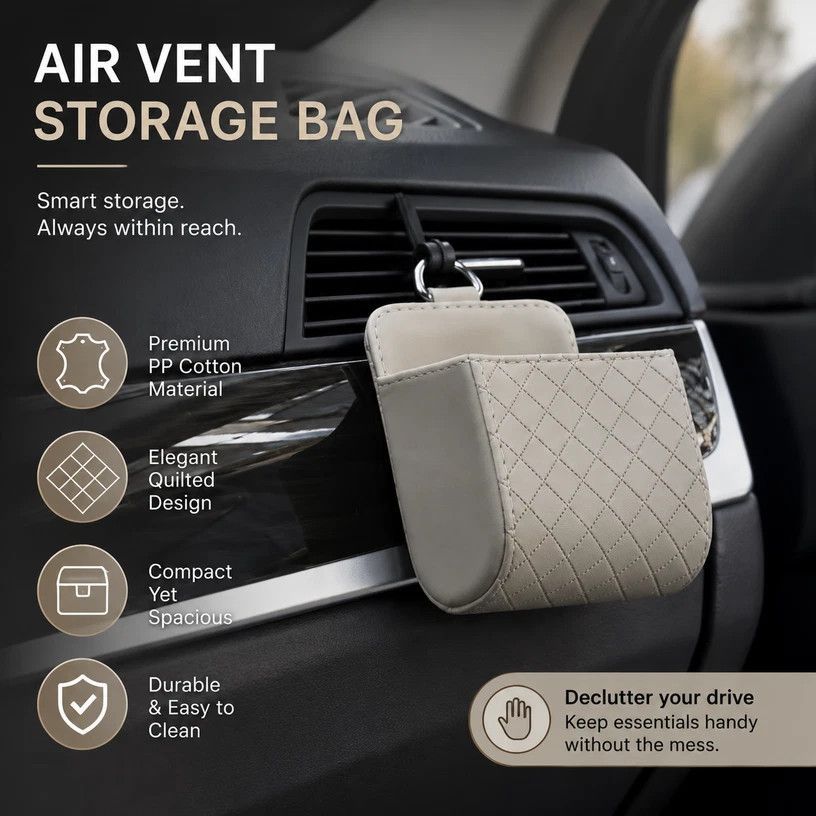 Sleek Sheepskin Car Air Outlet Storage Pouch view 3
