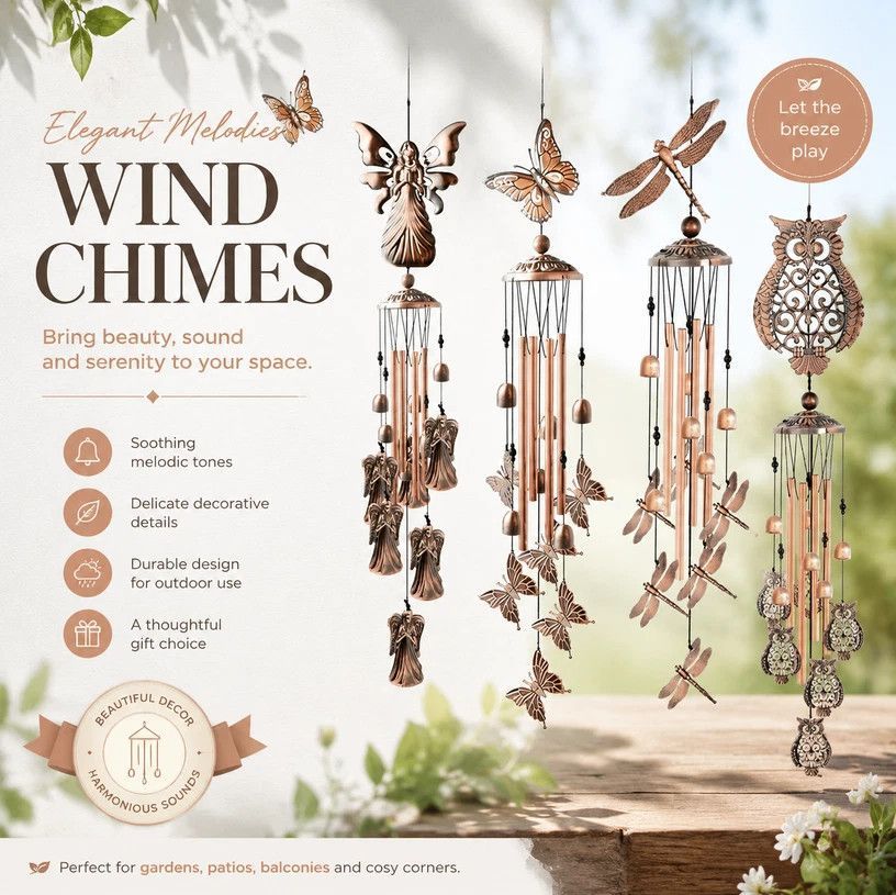 Antique Hollow Metal Elephant Wind Chime view 3