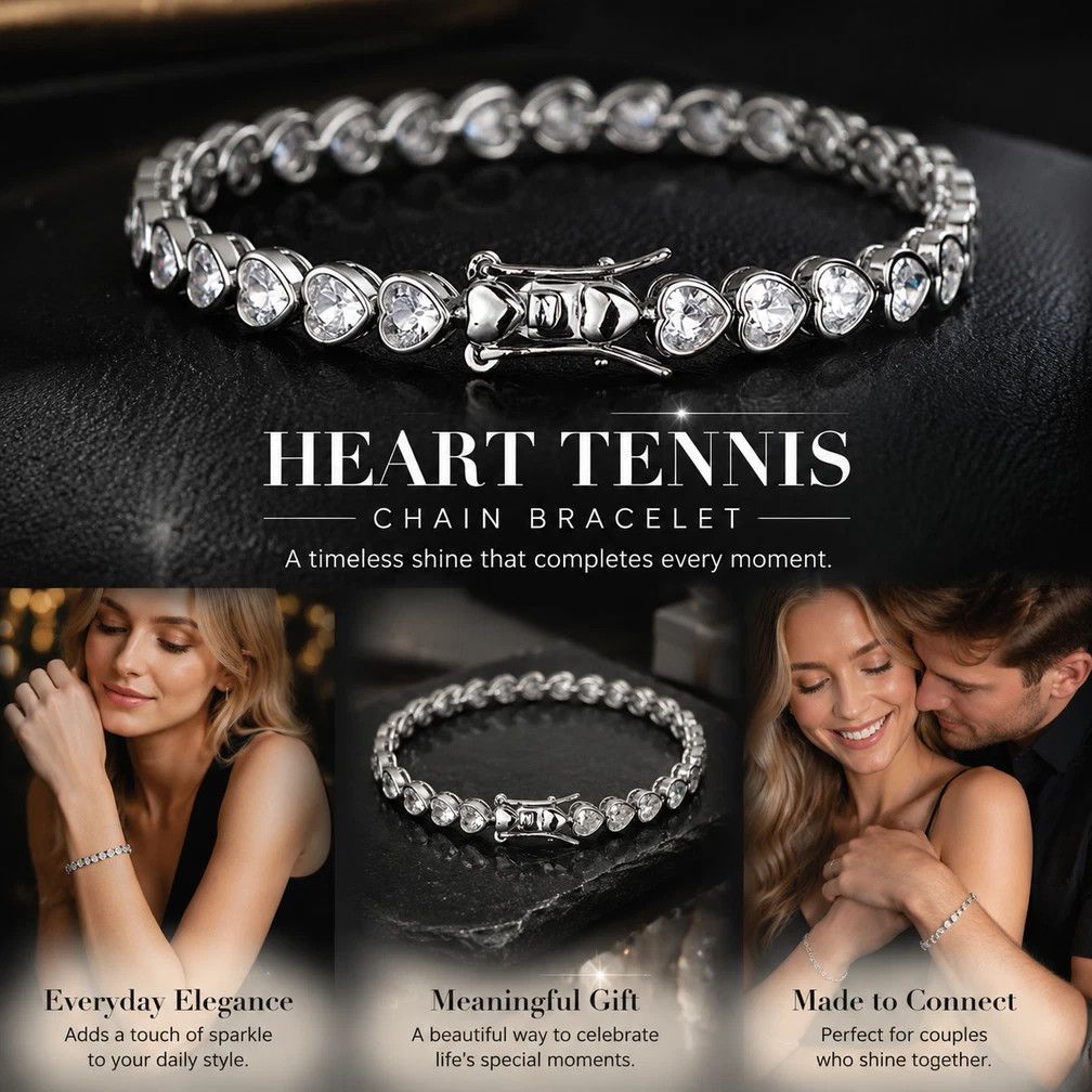 4*4mm Heart Bezel Set Tennis Bracelet
