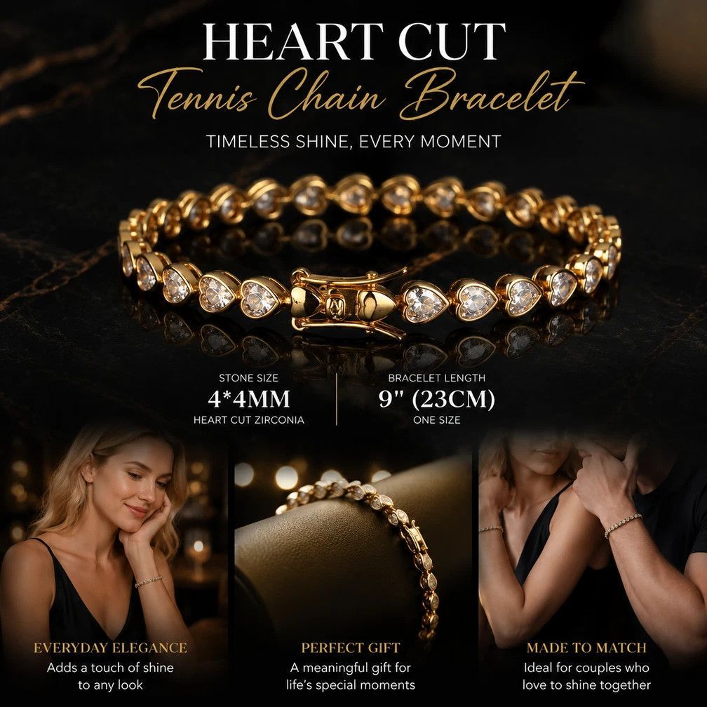 4*4mm Heart Bezel Tennis Bracelet