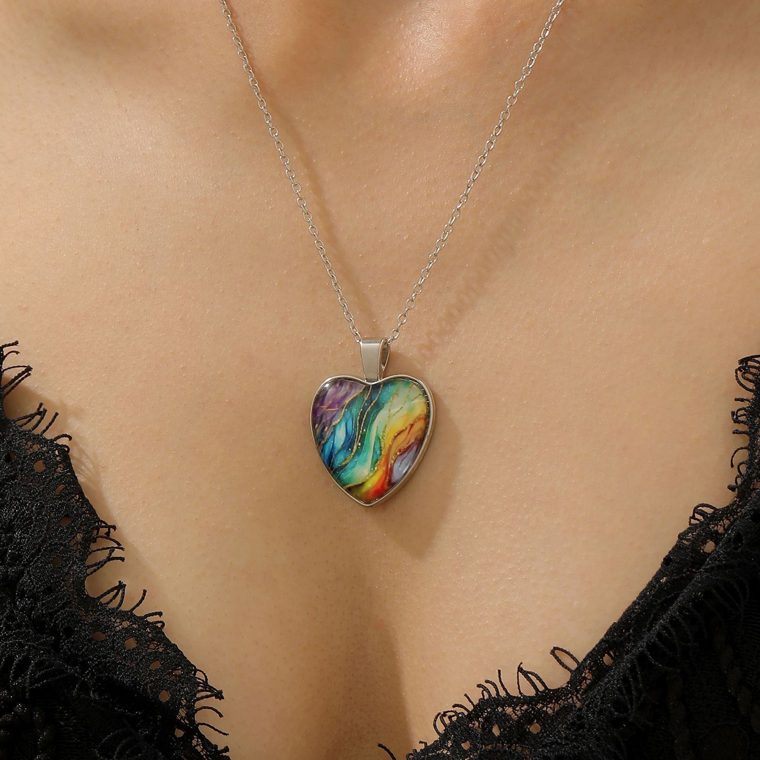 Classic Oval Time Gem Alloy Pendant Jewelry