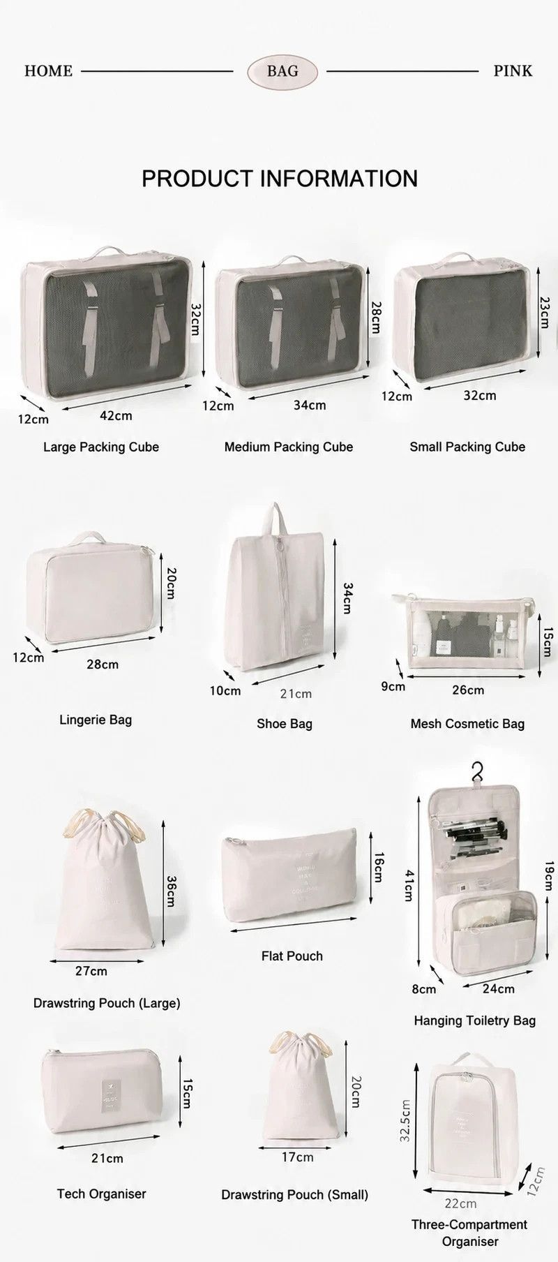 9 Pcs Travel Clothes Storage Organizer Set view 2