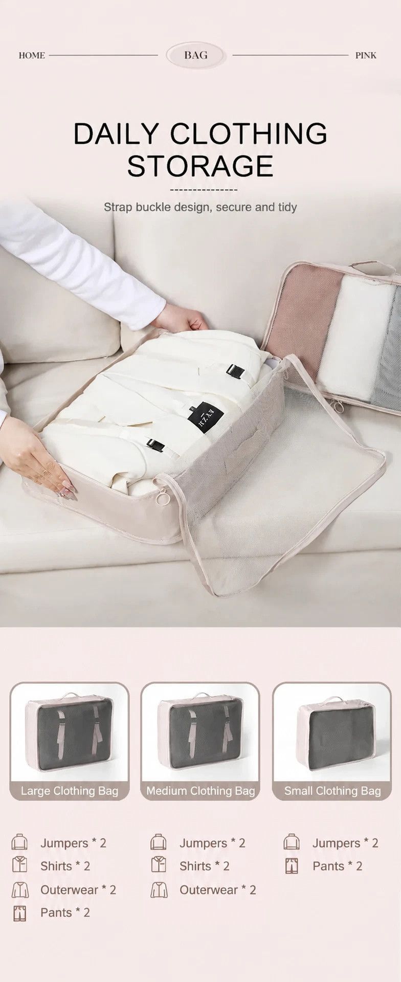 9 Pcs Travel Clothes Storage Organizer Set view 3