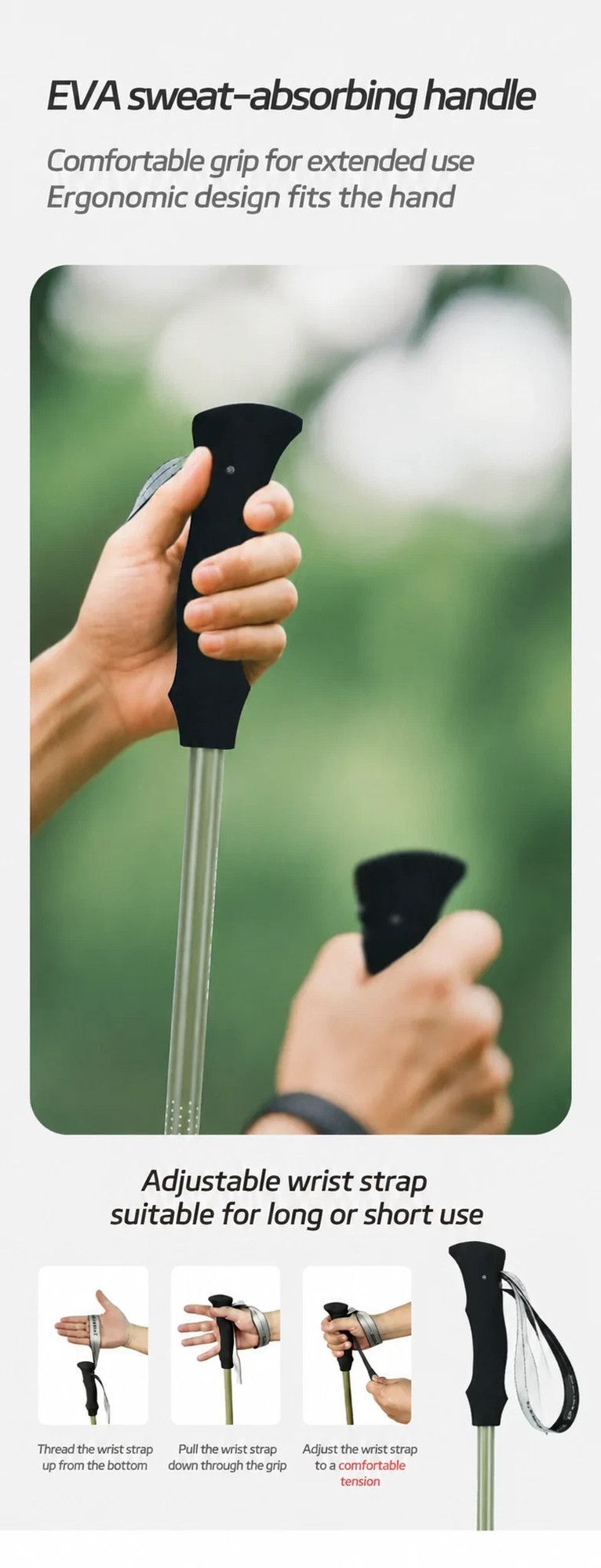 Carbon Fiber 3-Section Telescopic Trekking Stick view 4