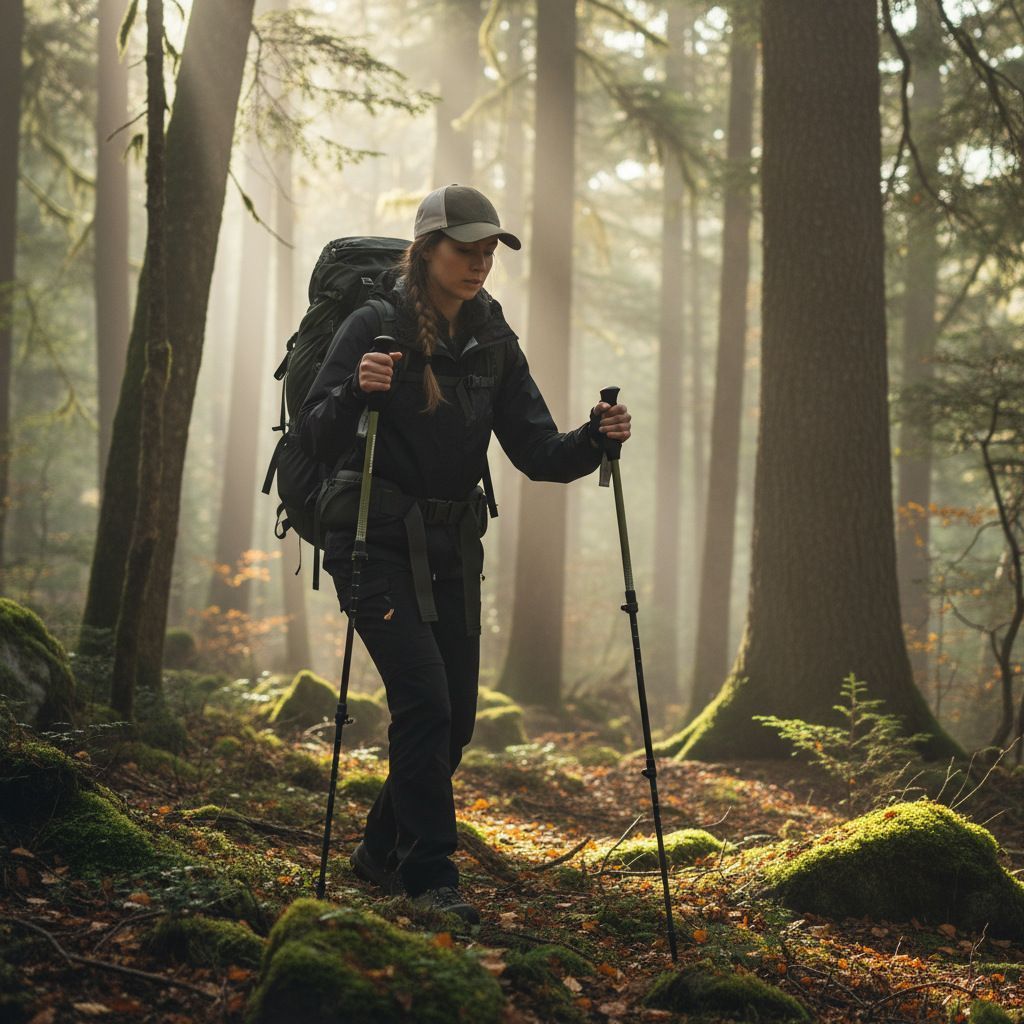 Telescopic Carbon Fiber Hiking Trekking Pole view 2