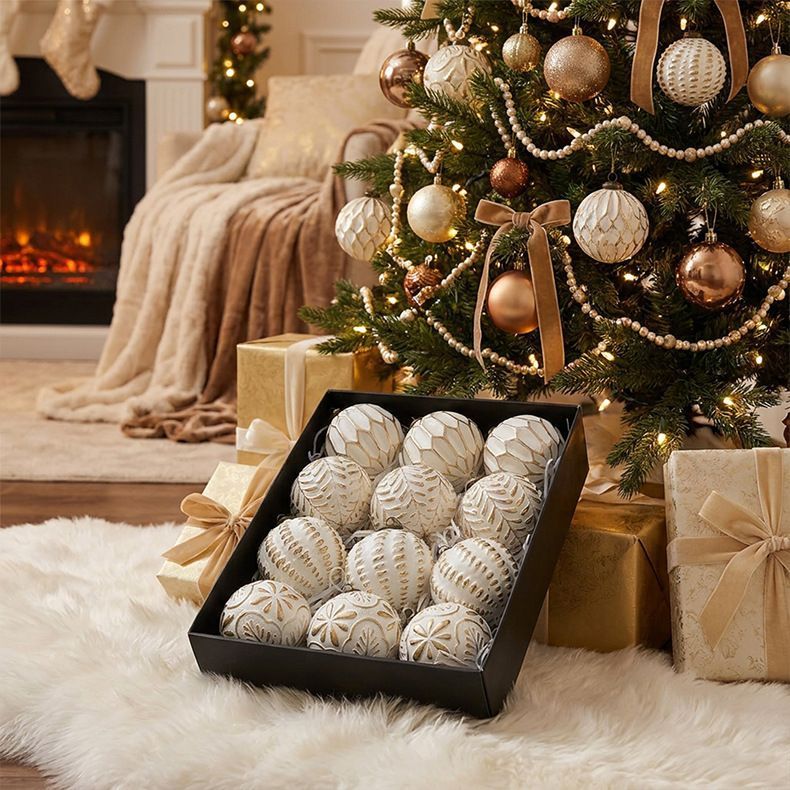 Vintage Embossed Christmas Baubles 8cm view 7