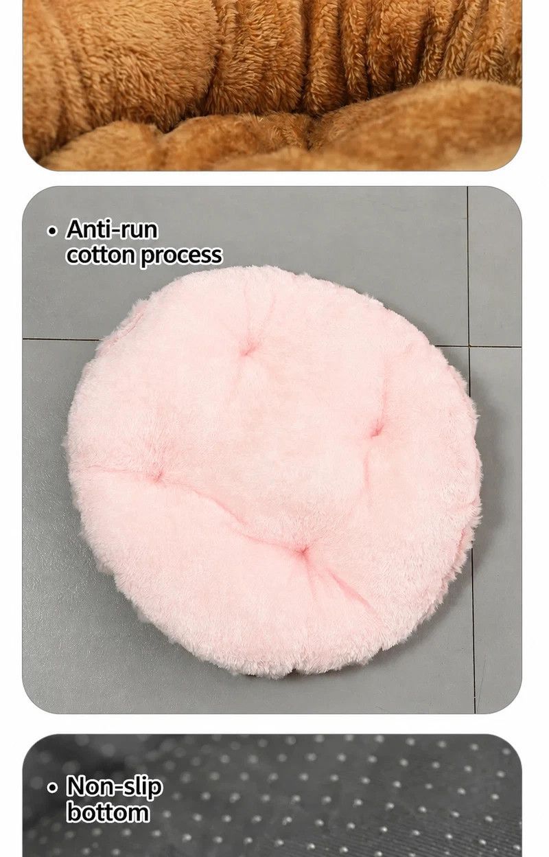 Faux Rabbit Fur Round Pet Bed With Removable Liner view 8