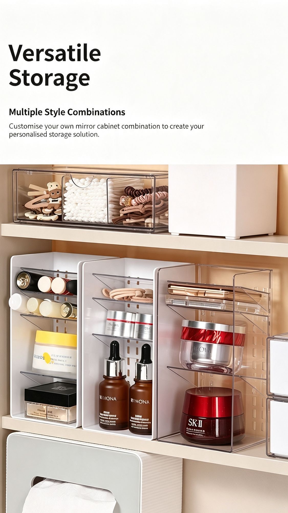 Clear Storage Box With White Lid, Large Size Acrylic Cosmetic Container view 6