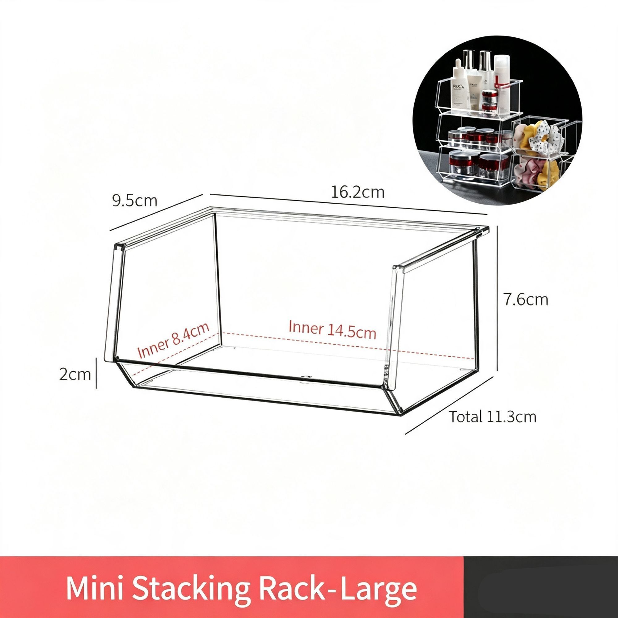 Stackable Mini Acrylic Storage Rack, Large Size For Vanity And Bathroom Cabinet — image 1