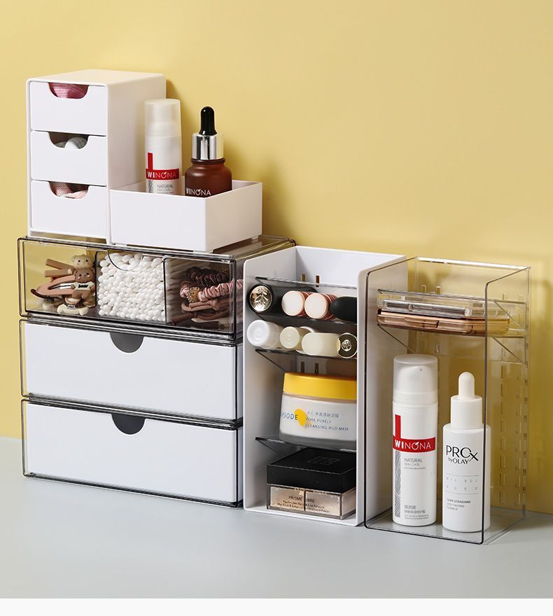 White Single Grid Single Layer Drawer Organiser, Acrylic Cosmetic Storage Tray view 8