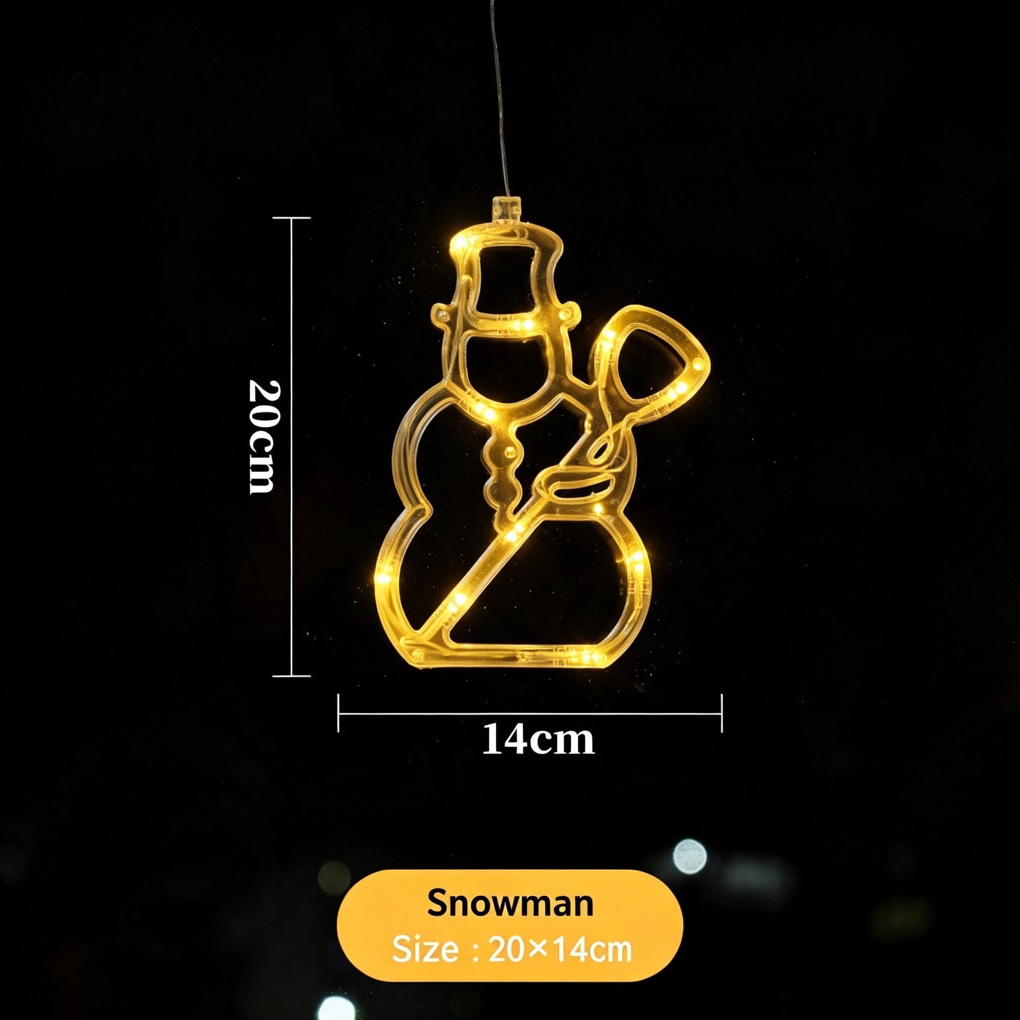 Warm White Snowman LED Suction Curtain Lights — image 1