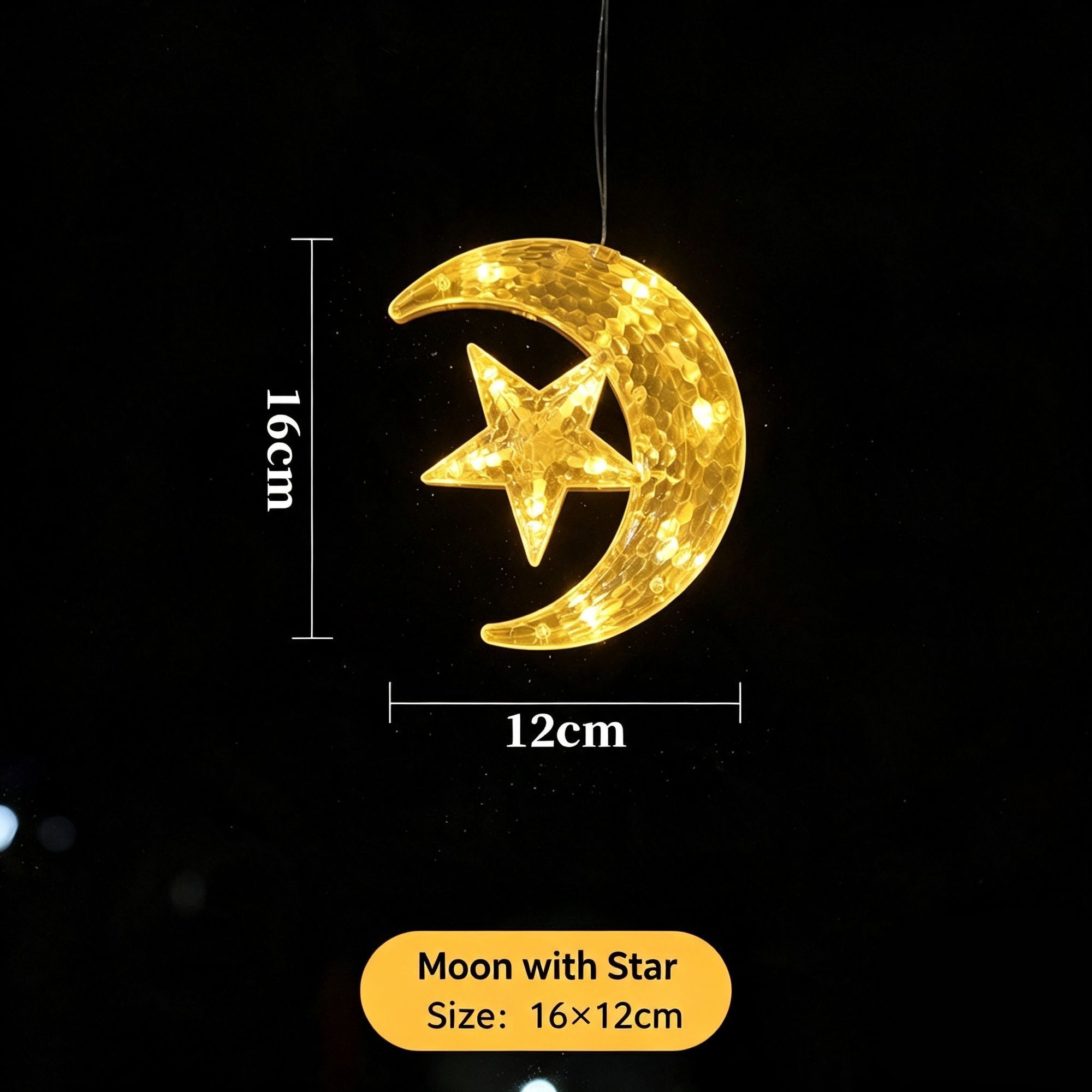 Warm White Moon With Star LED Suction Curtain Lights — image 1