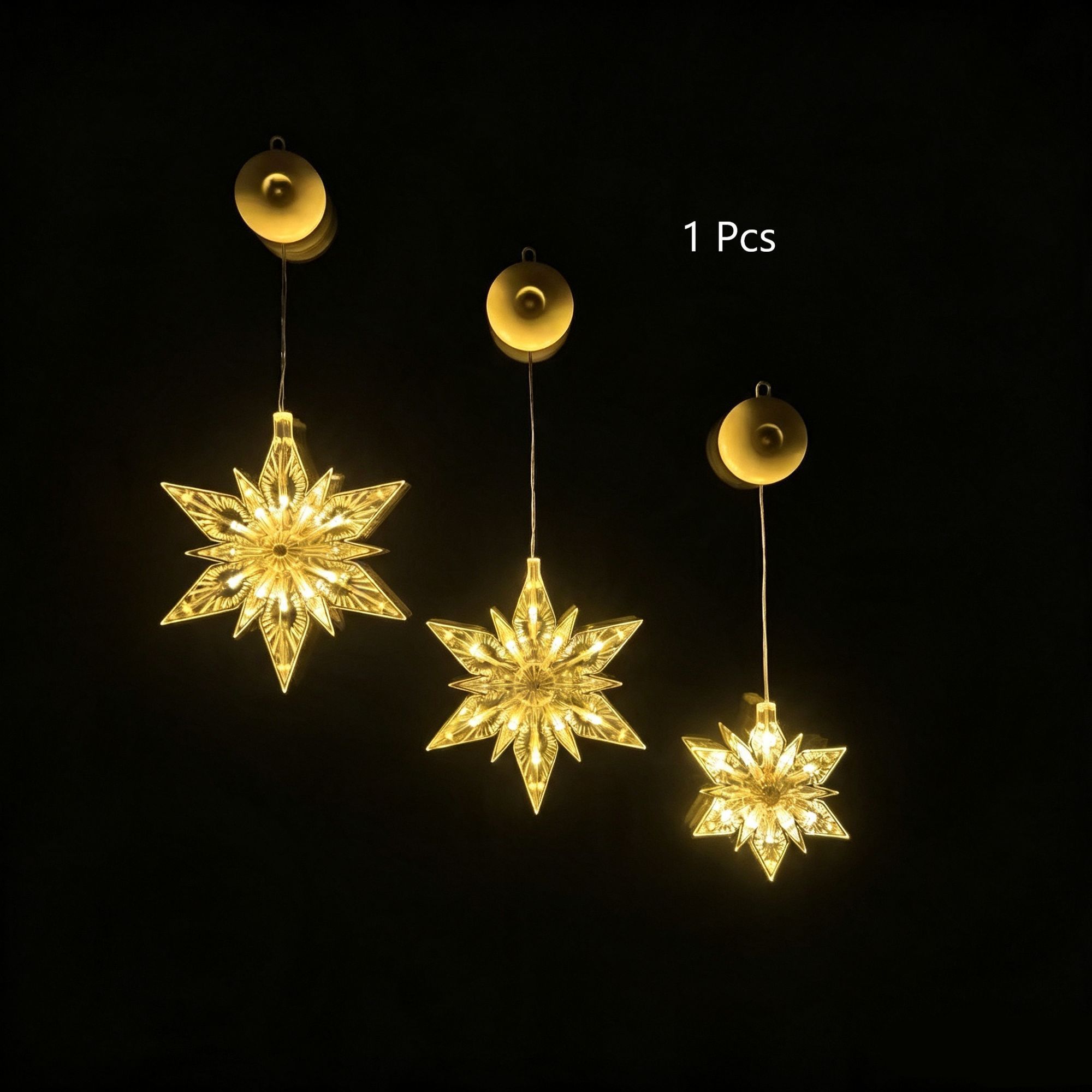 Warm White Diamond Snowflake Star LED Suction Cup Lights — image 1