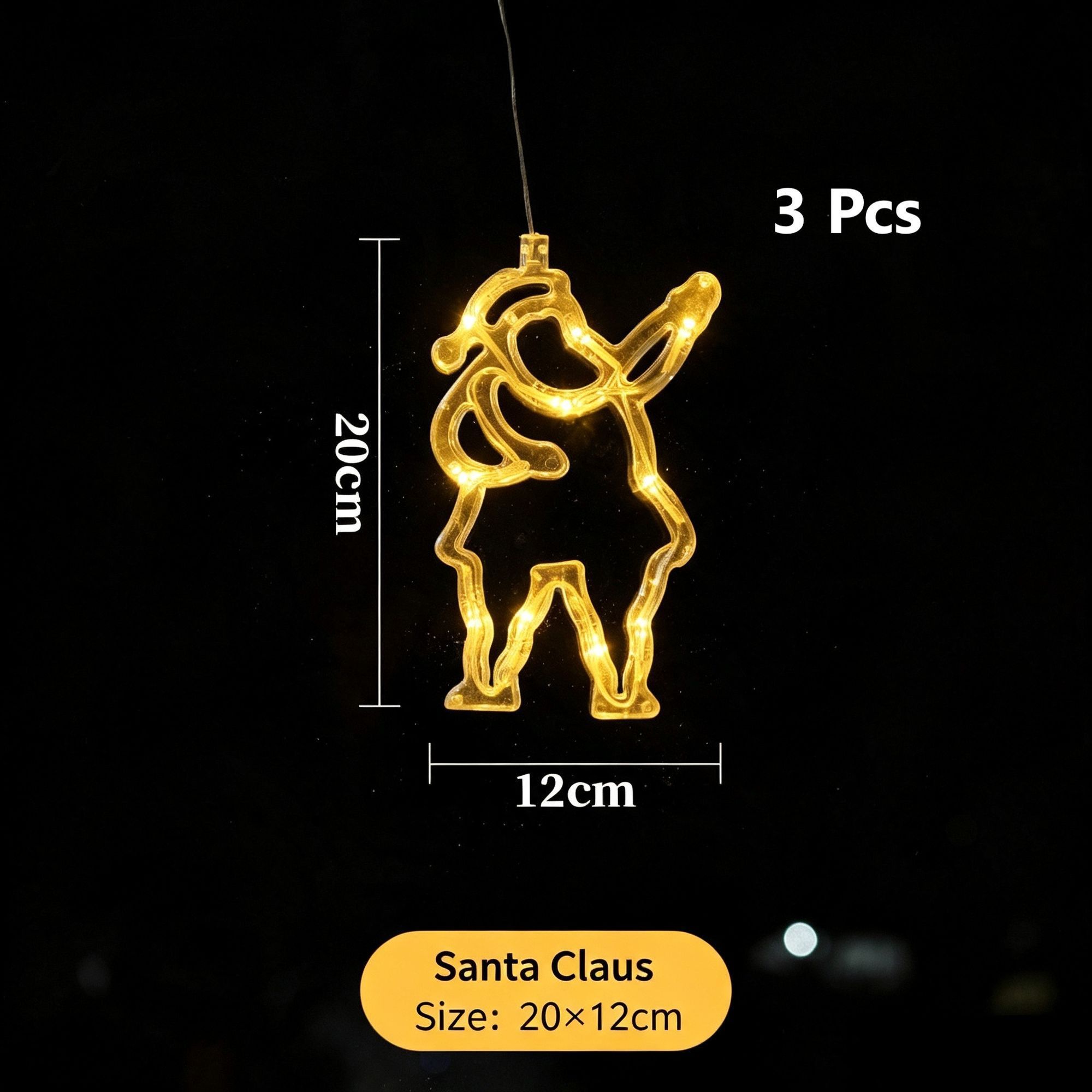 Warm White Santa Claus LED Suction Curtain Lights 3 Pack — image 1