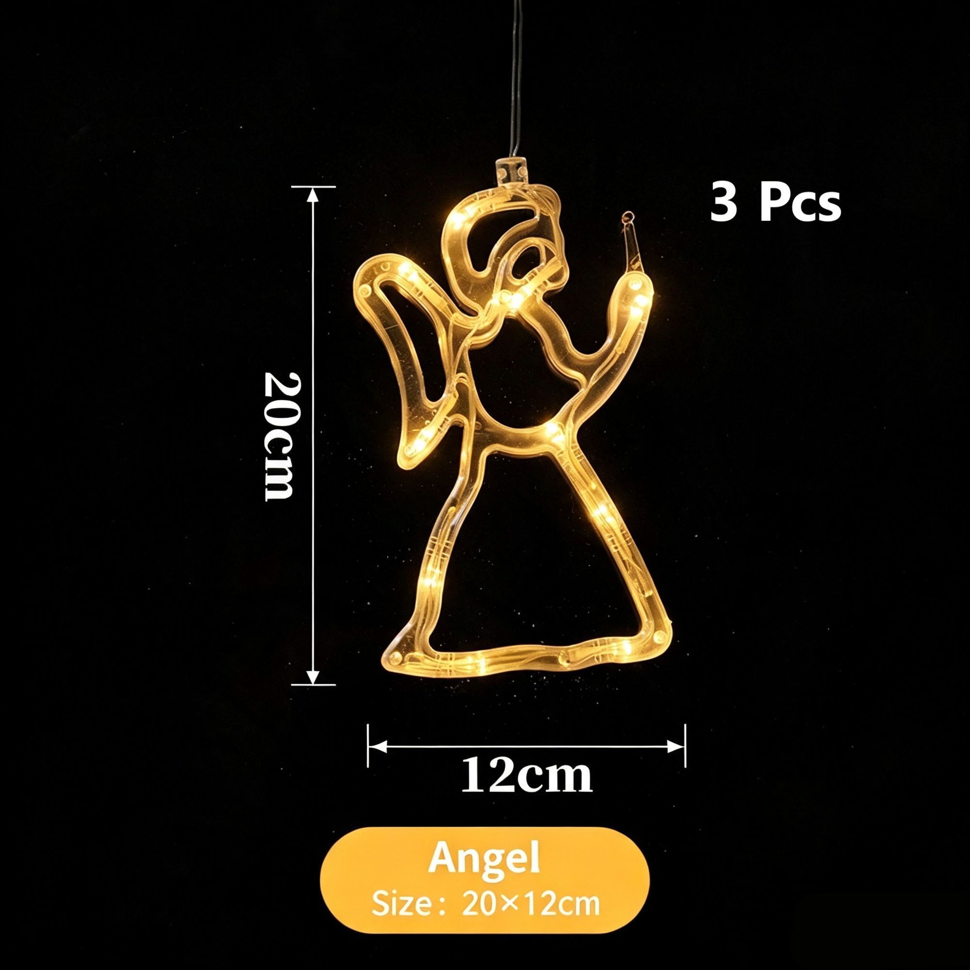 Warm White Angel Shape LED Suction Cup Lights 3 Pack — image 1