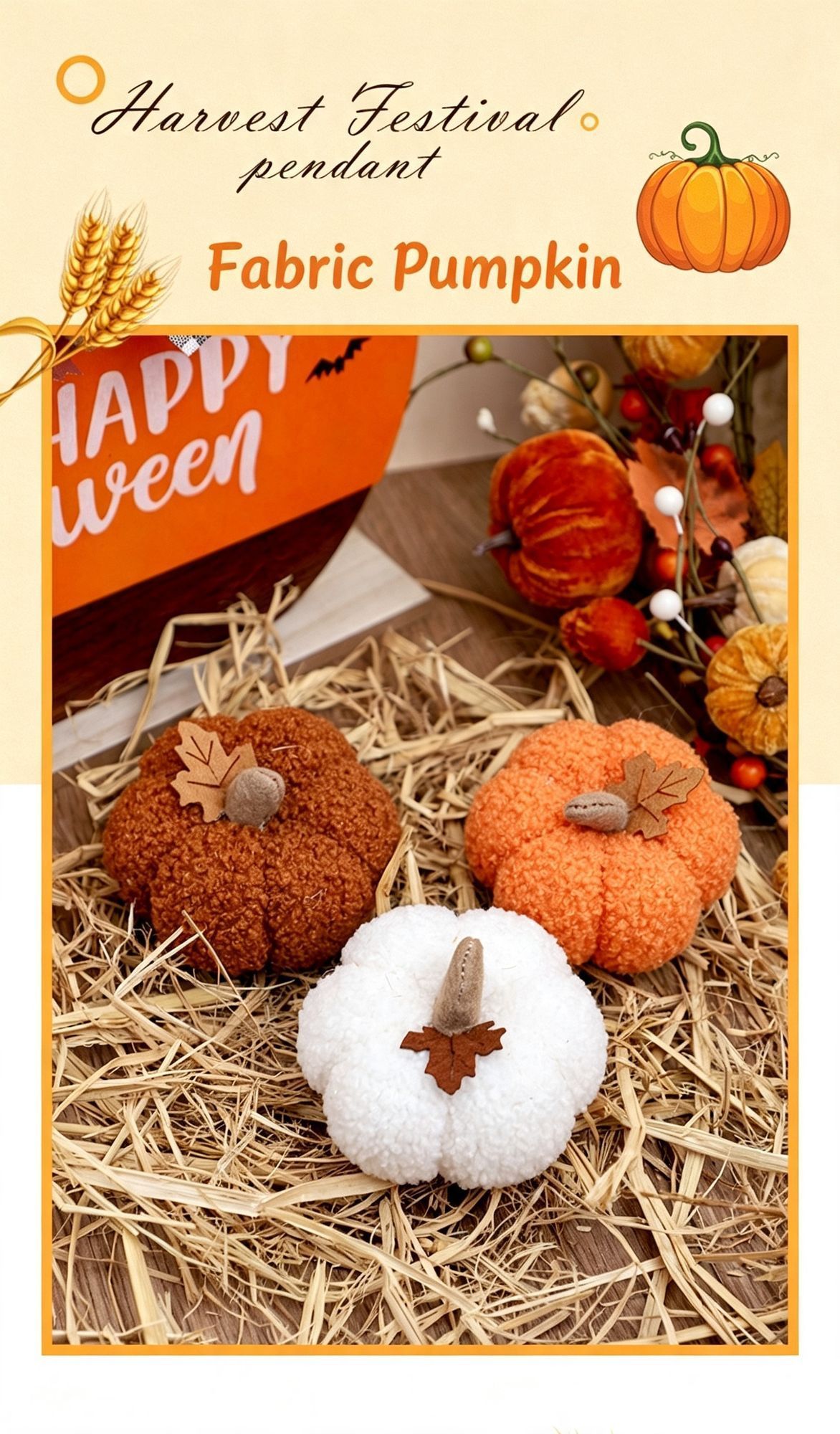 Soft Plush Pumpkin Ornament view 2