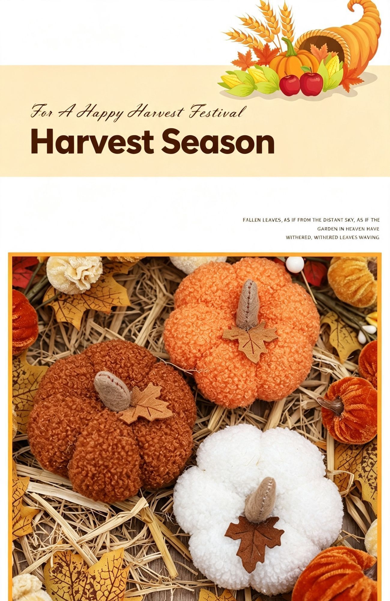 Fluffy Fabric Pumpkin Figurine view 3