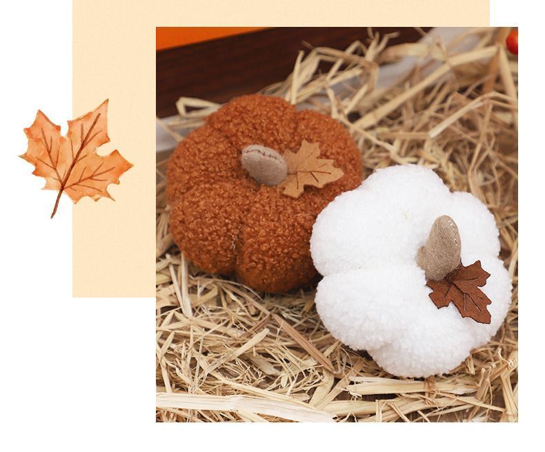 Fluffy Fabric Pumpkin Figurine view 6