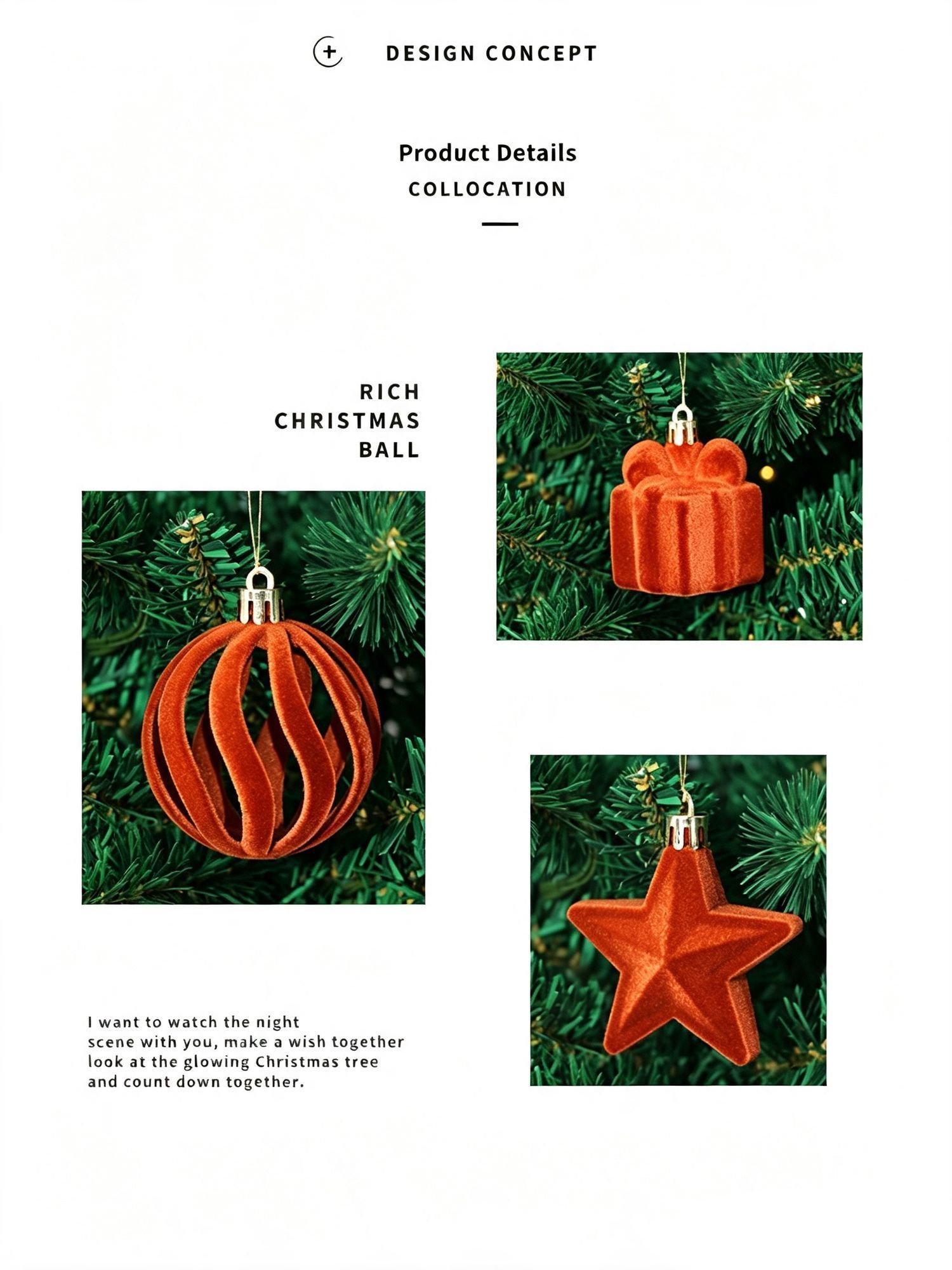 Vintage Flocked Christmas Tree Baubles view 6