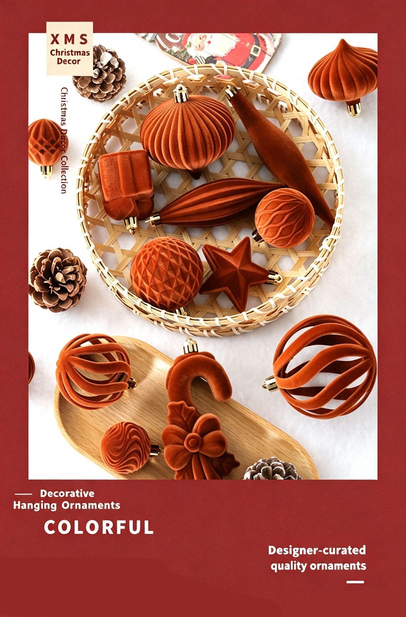 Soft Flocked Unique Shape Christmas Bauble Pack view 2