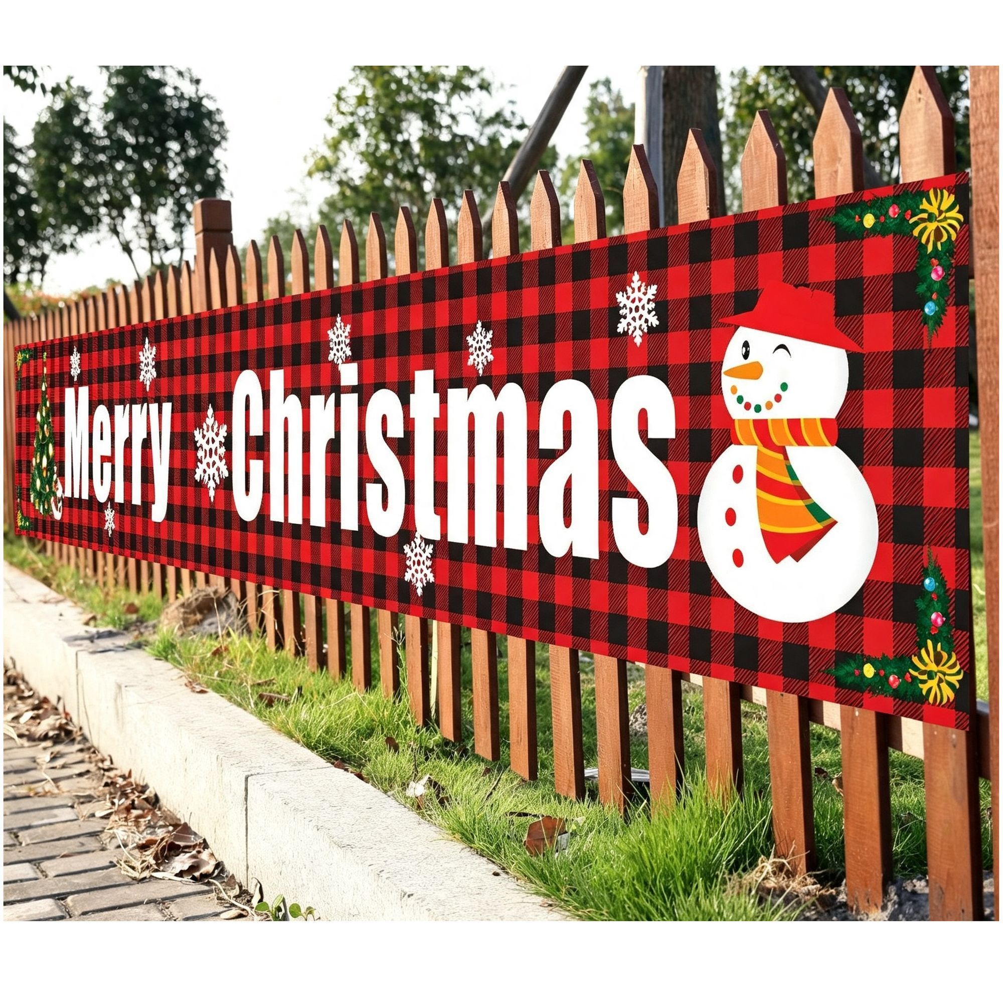 Xmas Holiday Fabric Party Banner view 3