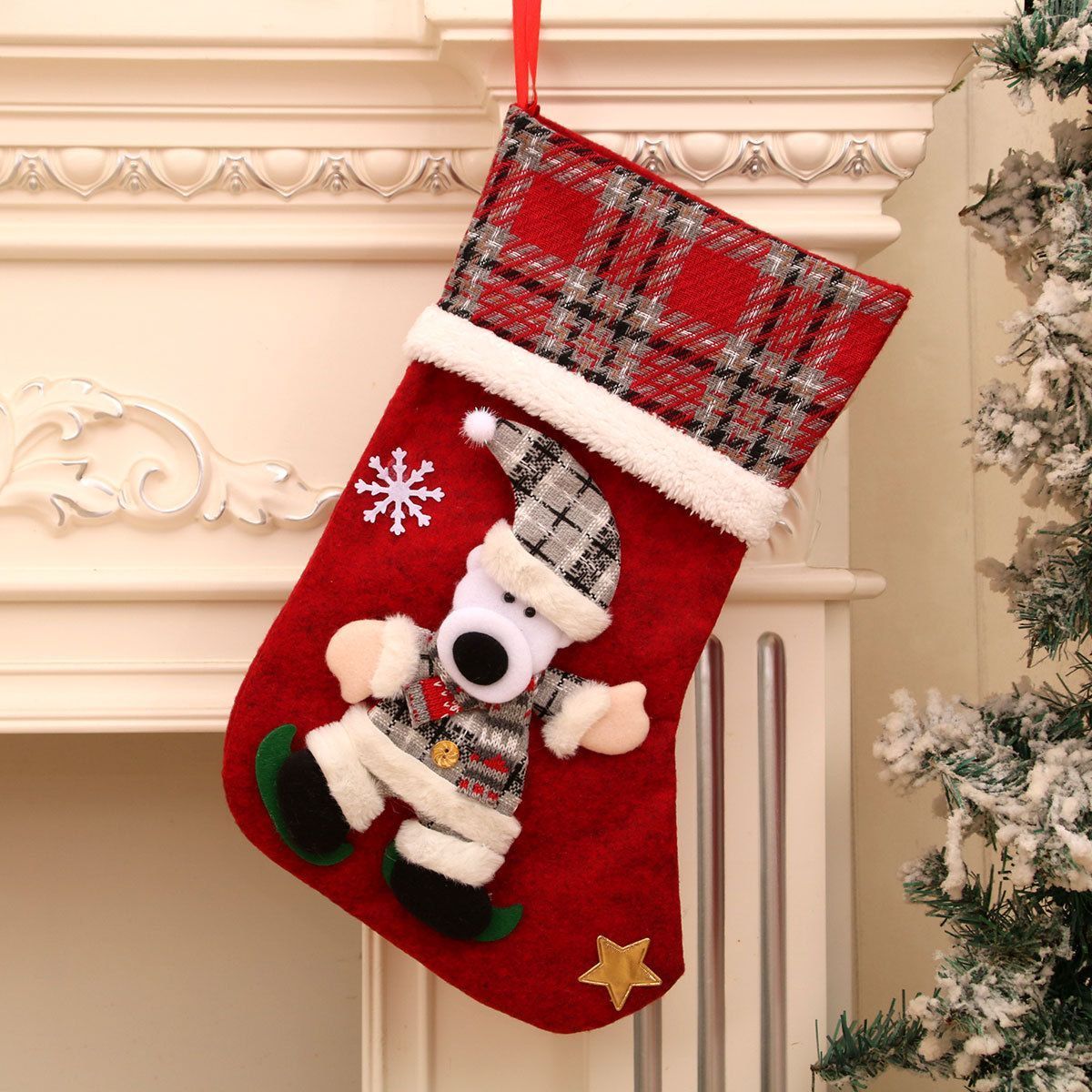 Oversized 3D Christmas Stocking With Bear Design — image 1