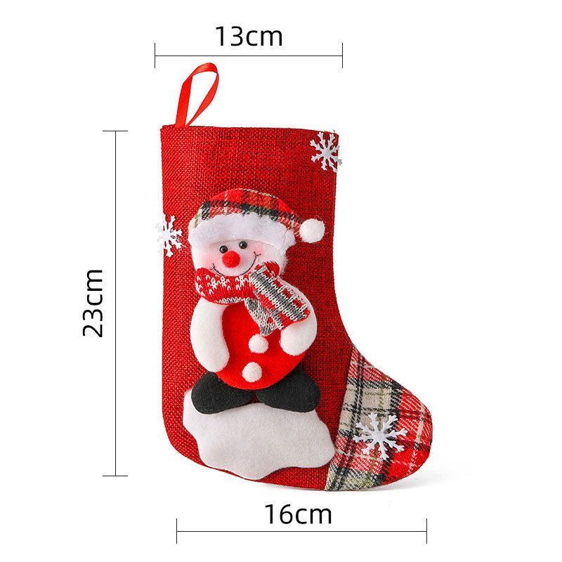 Medium Linen Snowman Christmas Stocking — image 1