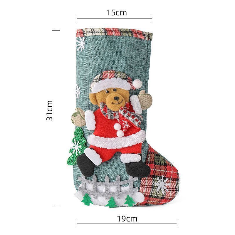 Large Linen Bear Christmas Stocking — image 1