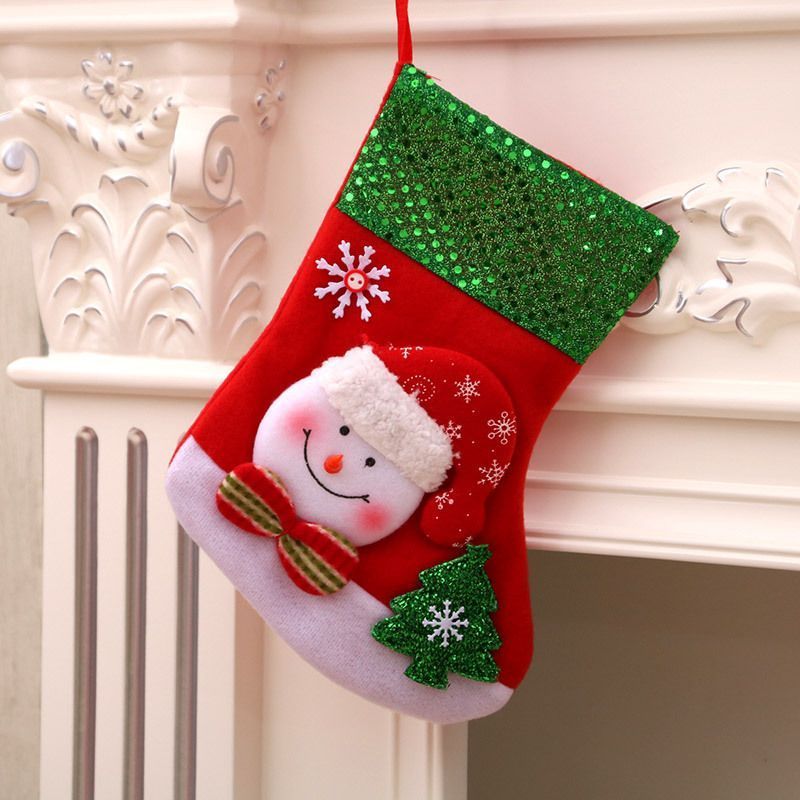 Medium Sequin Snowman Christmas Stocking — image 1