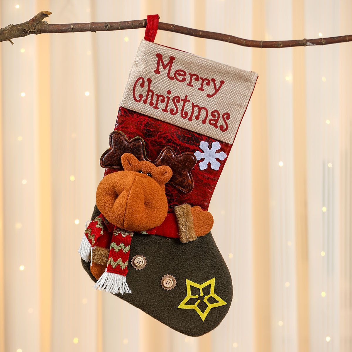 Classic Oversized Reindeer Christmas Stocking — image 1