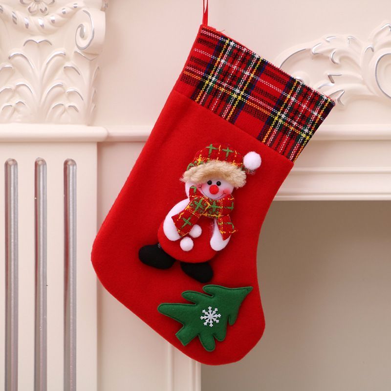 Large Red Snowman Christmas Stocking, Vivid Xmas Hanging Present Pouch, 31*21cm — image 1