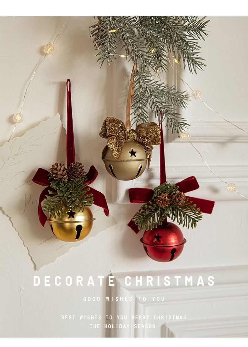 Triple Iron Bell Ornament With Velvet Bow view 2