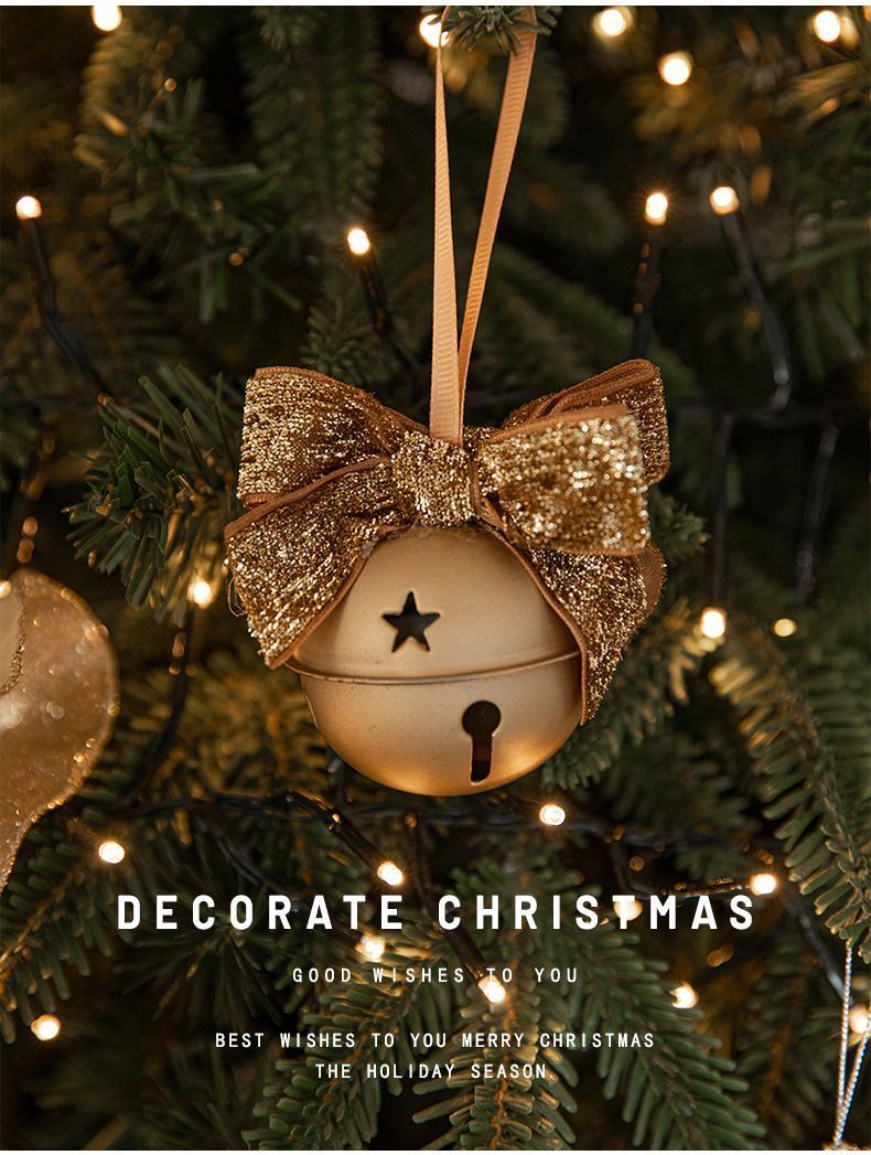 Triple Iron Bell Ornament With Velvet Bow view 4