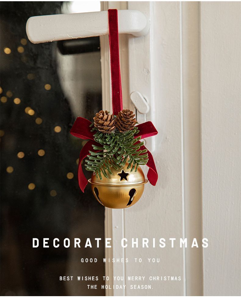 Single Iron Bell Decor With Red Velvet Bow view 3