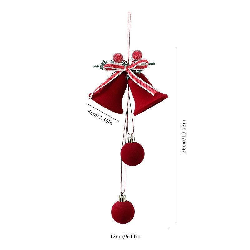 Double Flocked Bells With Bow Ornament, Stylish Christmas Tree And Window Pendant — image 1