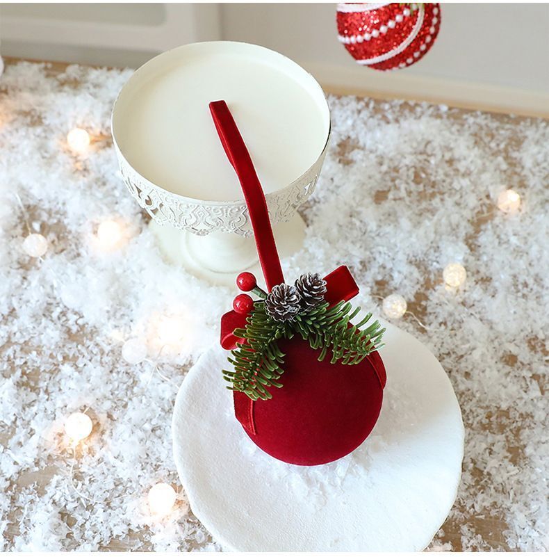 Double Flocked Bells With Bow Ornament, Stylish Christmas Tree And Window Pendant view 5